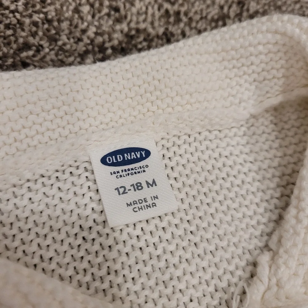 Old Navy Toddler Girls Cream Cotton Double Breasted Knit Cardigan Sweater 12-18M